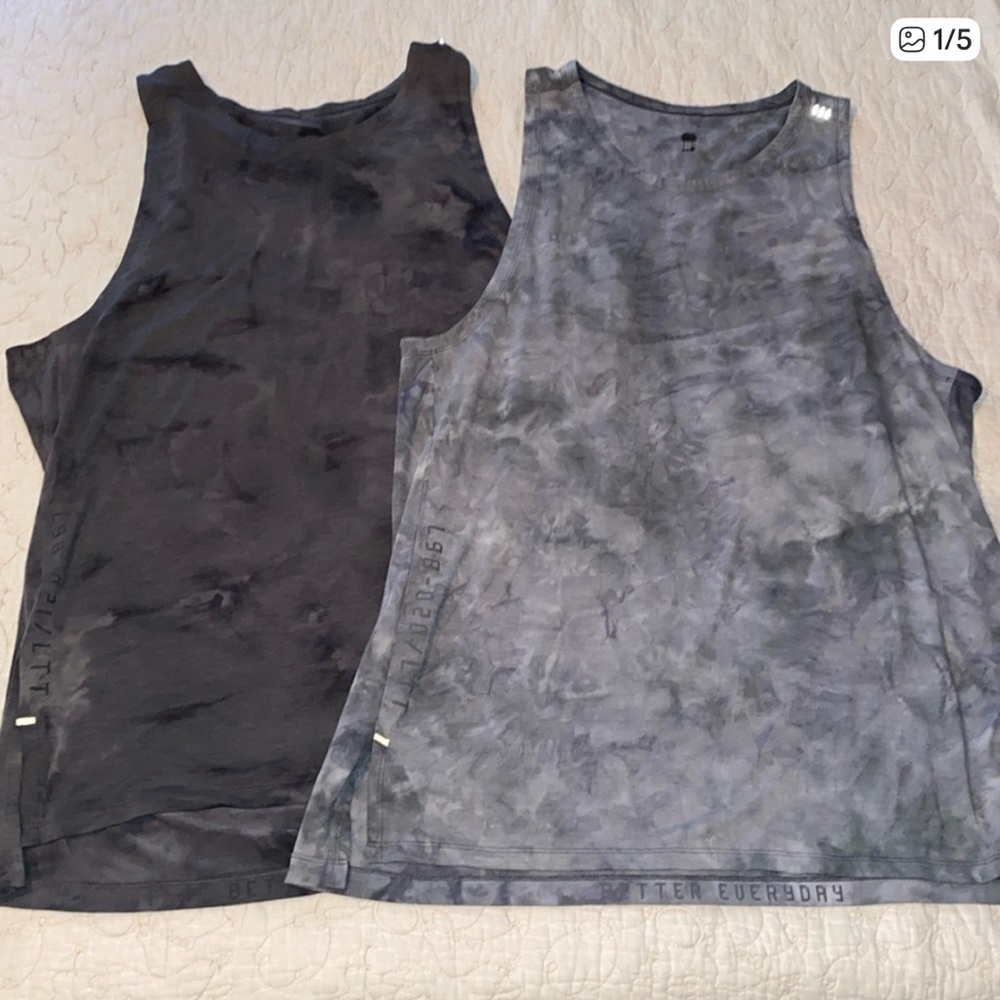 lululemon athletica Black and Gray Tank Tops
